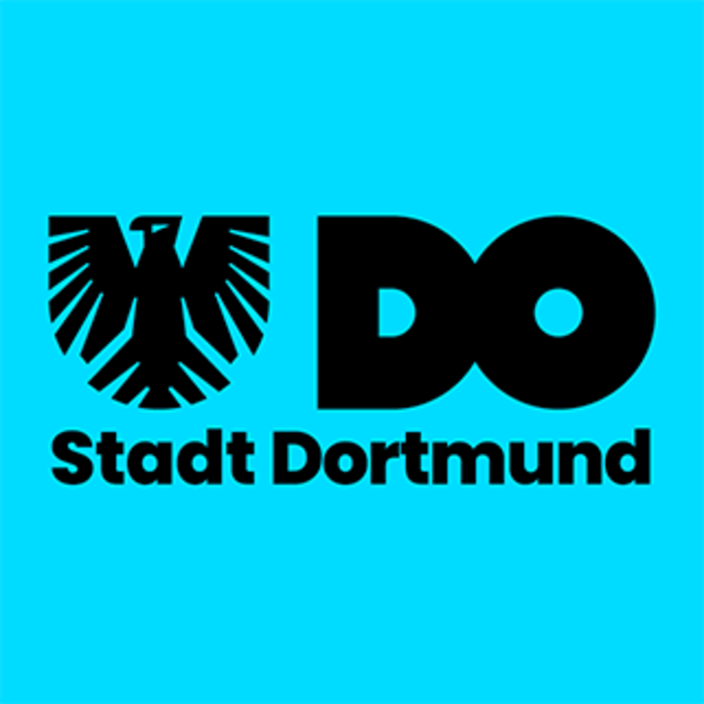 Logo mit der Aufschrift "DO" und "Stadt Dortmund" und einem Wappen der Stadt Dortmund.